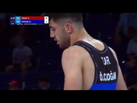 1/8 GR - 72 kg: V. VIKAS (IND) v. O. DOGAN (TUR) background