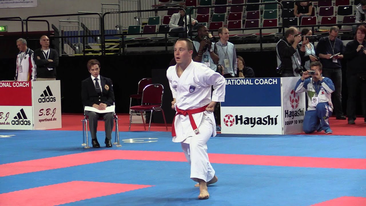 Slovenian karateka with learning disabilities - 2014 World Karate Championships backdrop