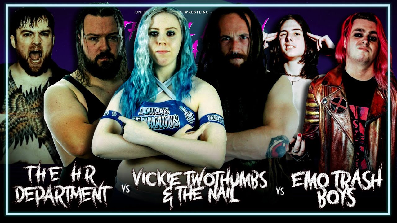 Emo Trash Boys vs The Nail & Vickie Twothumbs vs HR Dept. (United Kingdom Pro Wrestling Highlights) background