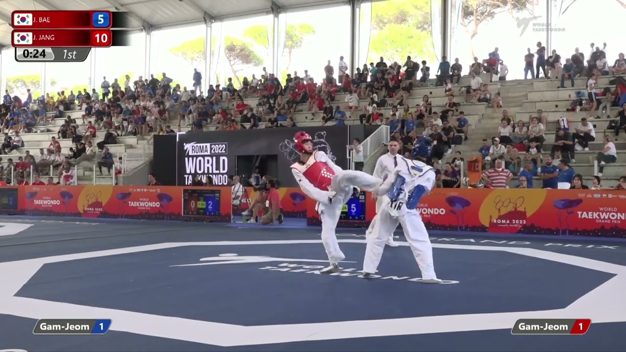 326 M-58kg QF BAE Jun-seo KOR ЁЯФ╡ vs ЁЯФ┤ JANG Jun KOR I Rome 2022 World Taekwondo GP background