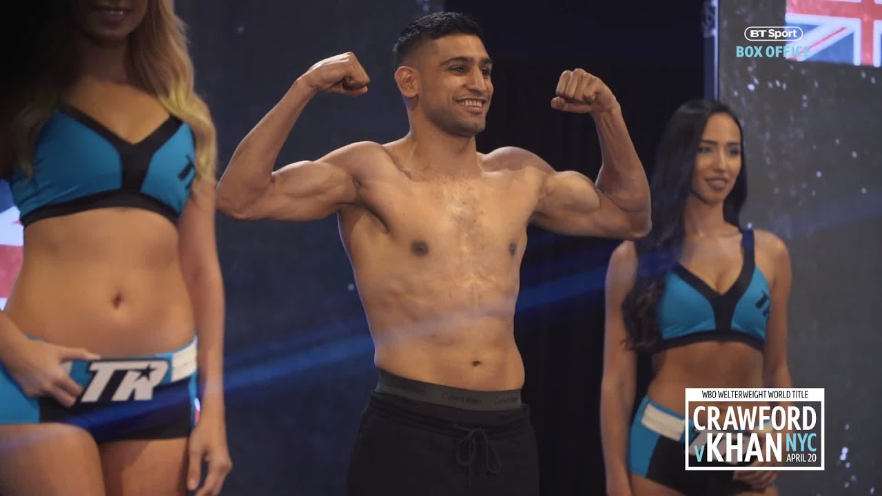 Amir Khan and Terence Crawford weigh-in and face-off for the final time | Crawford v Khan