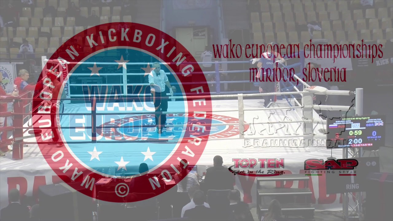 Boris Shikunov v John Dalton WAKO European Championships 2018 backdrop