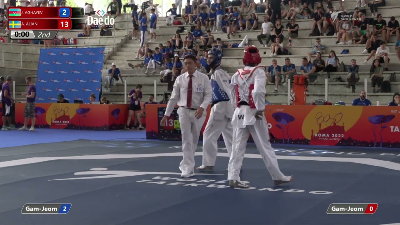 109 M-68kg R-32 AGHAYEV Javad AZE 🔵 vs 🔴 ALIAN Ali SWE I Rome 2022 World Taekwondo GP