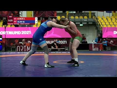 BRONZE WW - 76 kg: K. DZIBUK (BLR) v. M. SILINA (RUS) background