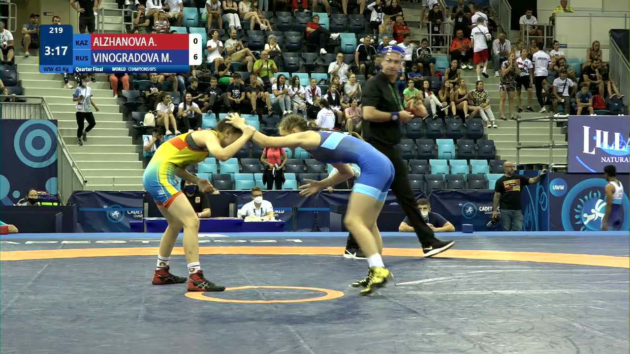 1/4 WW - 43 kg: A. ALZHANOVA (KAZ) v. M. VINOGRADOVA (RUS)