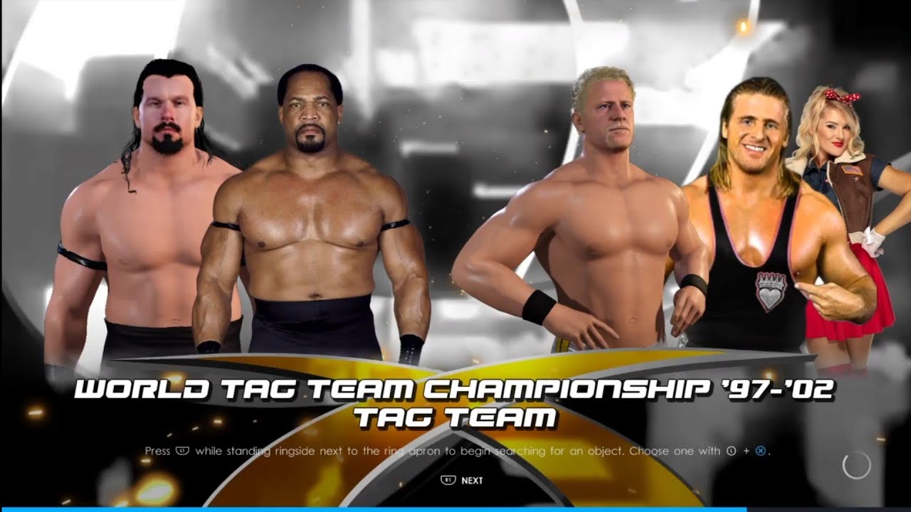 The Acolytes vs Jarrett & Hart. WrestleMania 15. WWE 2K22 backdrop