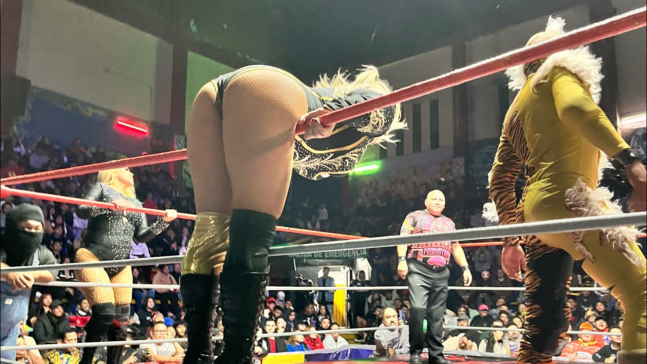 Estrellita, Tiffany, E. Liger y Mini Espantapájaros Vs Pimpinela, Aero Queen, Intocable y Micro Man background