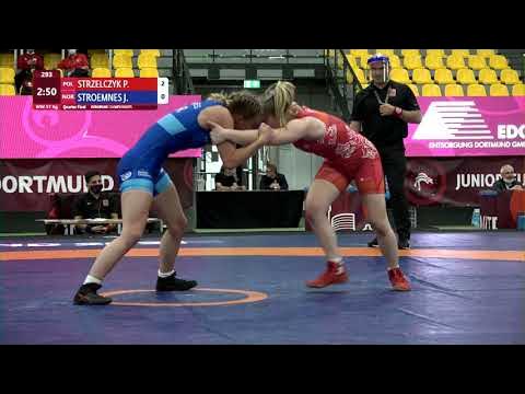1/4 WW - 57 kg: P. STRZELCZYK (POL) v. J. STROEMNES (NOR) background