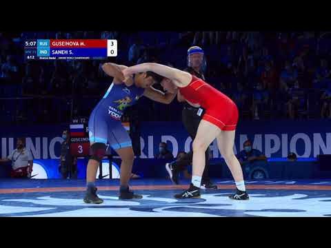 BRONZE WW - 72 kg: M. GUSEINOVA (RUS) v. S. SANEH (IND) backdrop