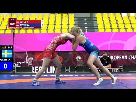 BRONZE WW - 59 kg: A. WITOS (POL) v. A. NYGREN (SWE) background