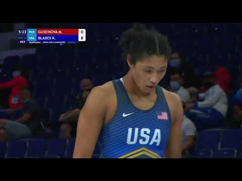 Qual. WW - 72 kg: M. GUSEINOVA (RUS) v. K. BLADES (USA) background