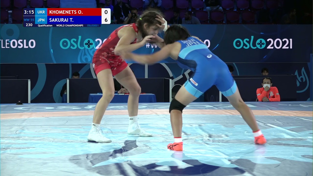 Qual. WW - 55 kg: O. KHOMENETS (UKR) v. T. SAKURAI (JPN) background