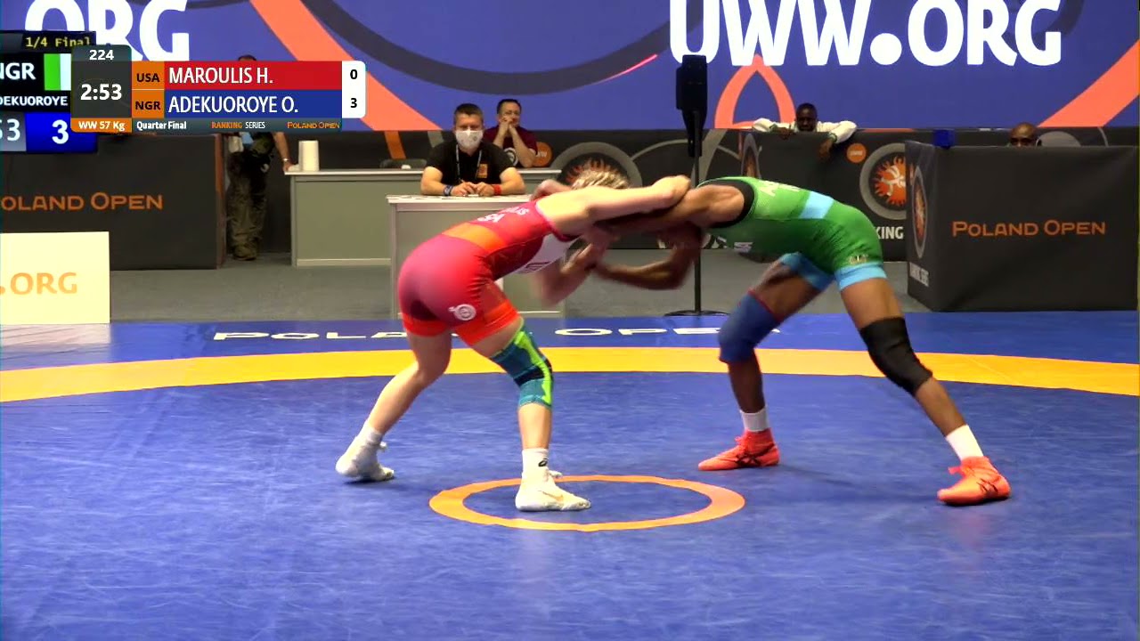 1/4 WW - 57 kg: H. MAROULIS (USA) v. O. ADEKUOROYE (NGR) background