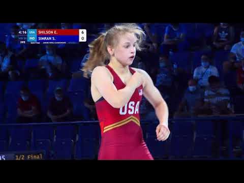 1/2 WW - 50 kg: E. SHILSON (USA) v. S. SIMRAN (IND) backdrop