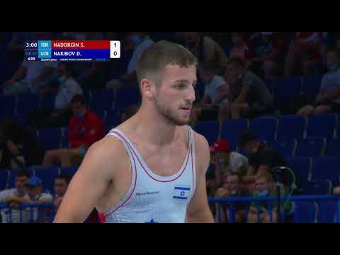 Qual. GR - 67 kg: S. NADORGIN (ISR) v. D. NAKIBOV (UZB) background