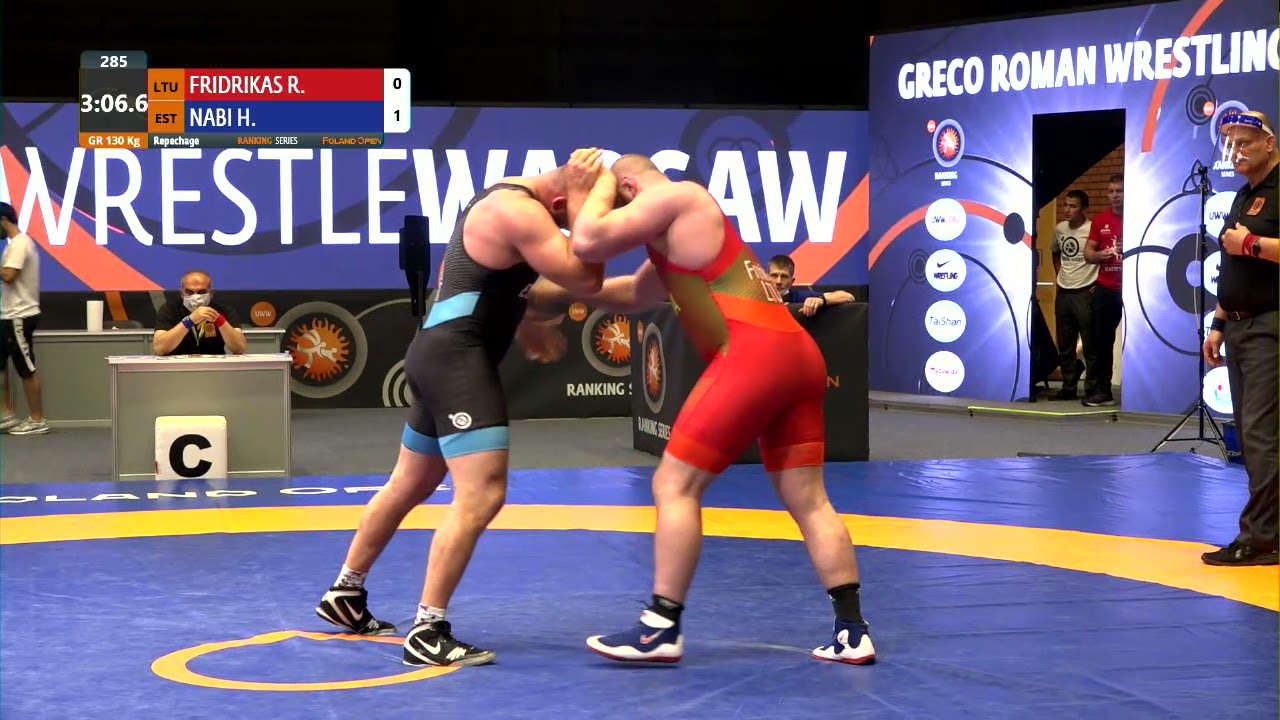 Repechage GR - 130 kg: R. FRIDRIKAS (LTU) v. H. NABI (EST) background