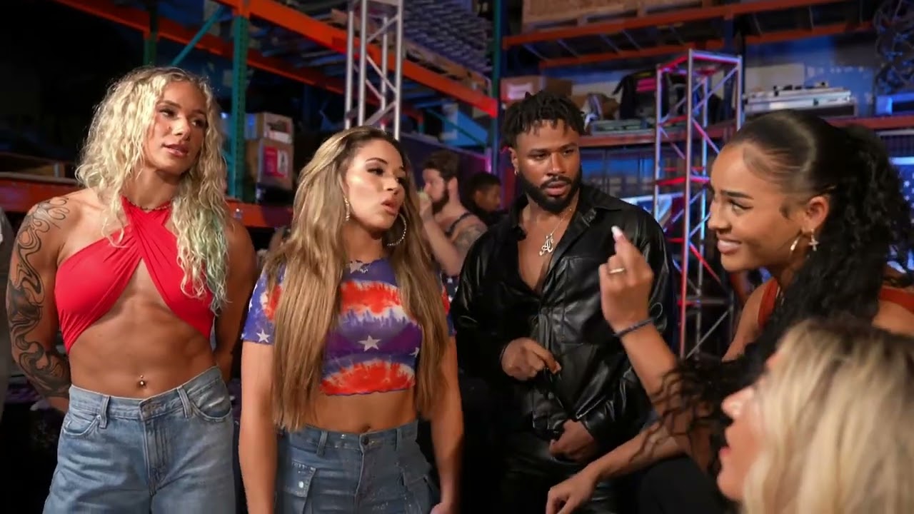 Lola Vice, Sol Ruca and Jaida Parker throw an NXT talent through a table: NXT, Aug. 6, 2024 background