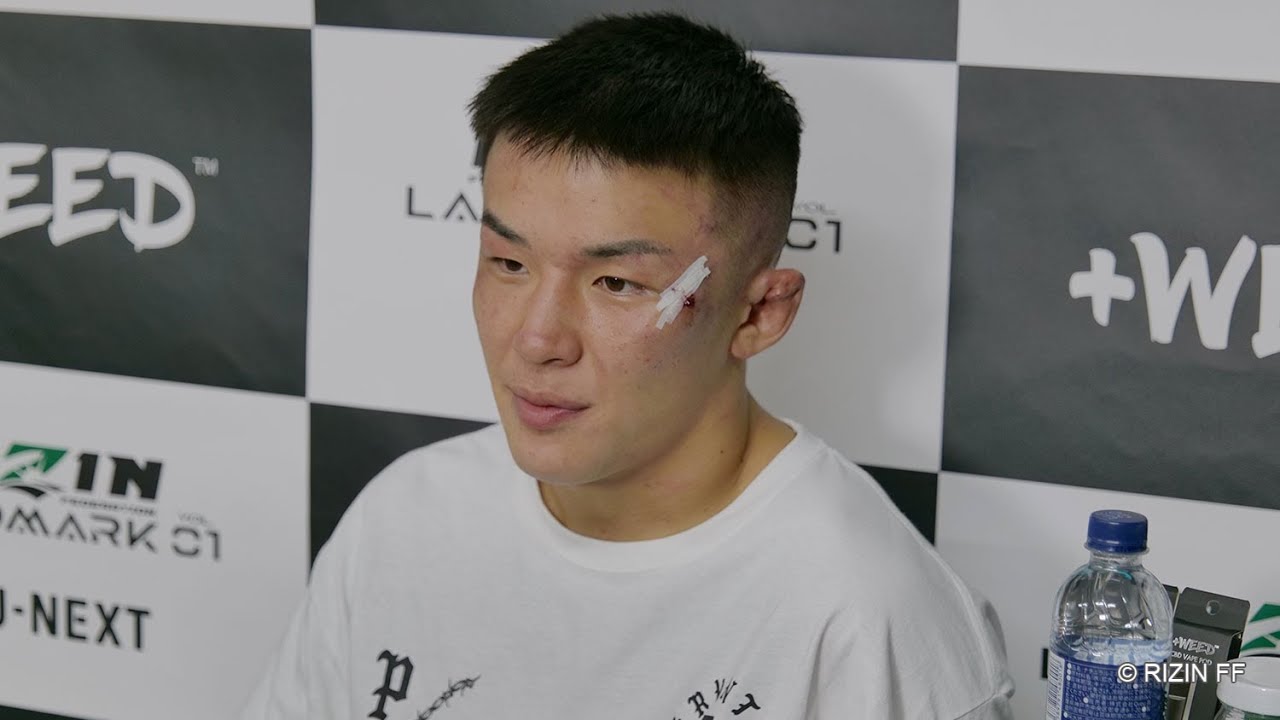 萩原京平 試合後インタビュー / +WEED presents RIZIN LANDMARK vol.1 backdrop