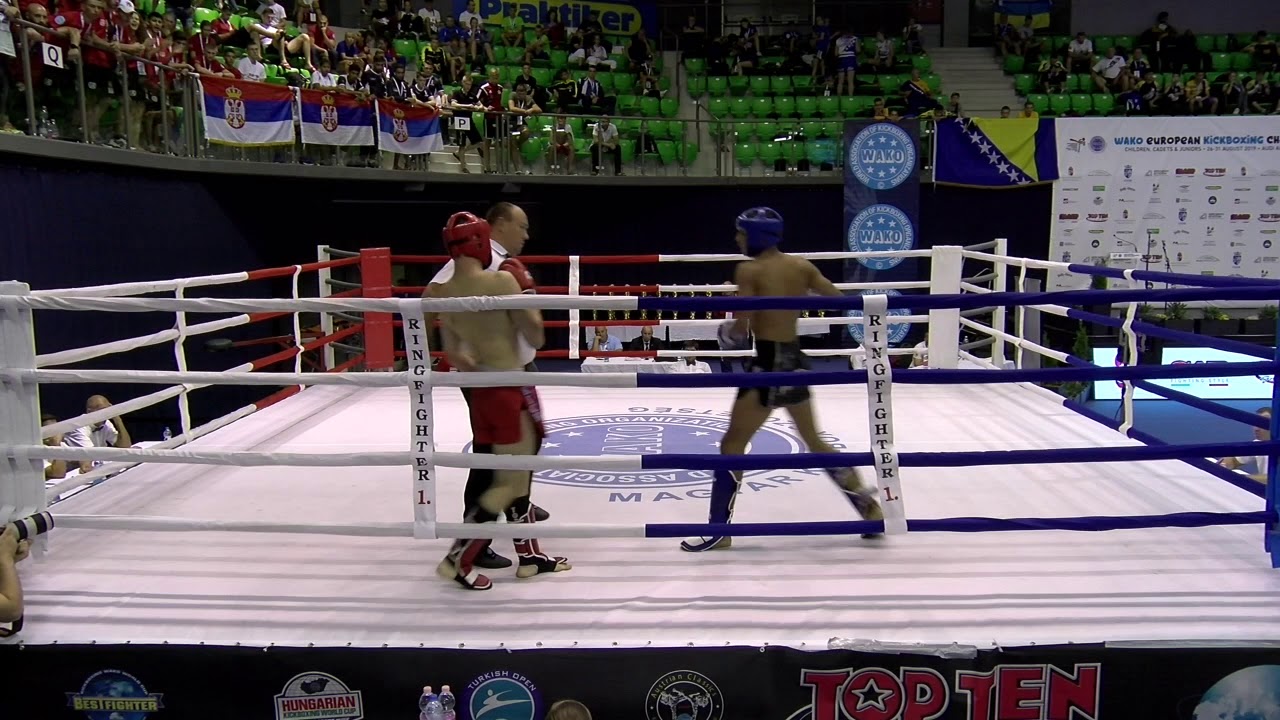 Samir Novruzov v Miguel Temporario WAKO European Championships 2019 backdrop