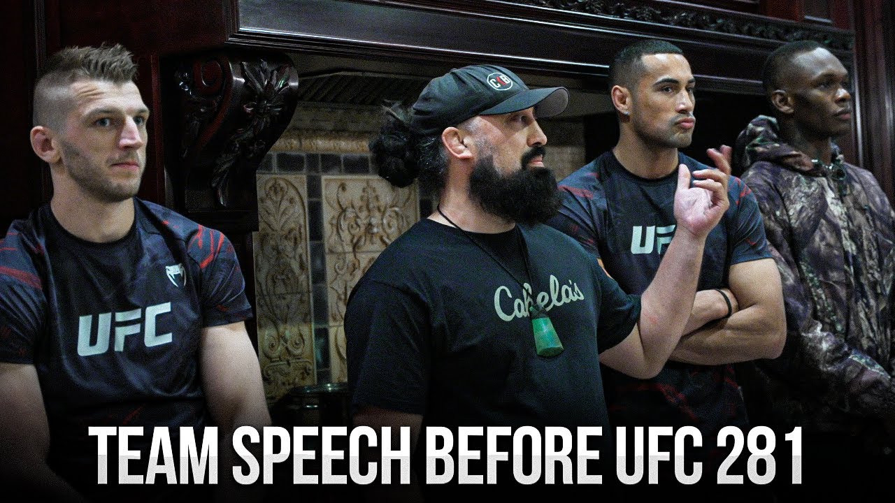 Israel Adesanya's Head Coach Eugene Bareman Delivers Emotional Speech Before UFC 281 backdrop