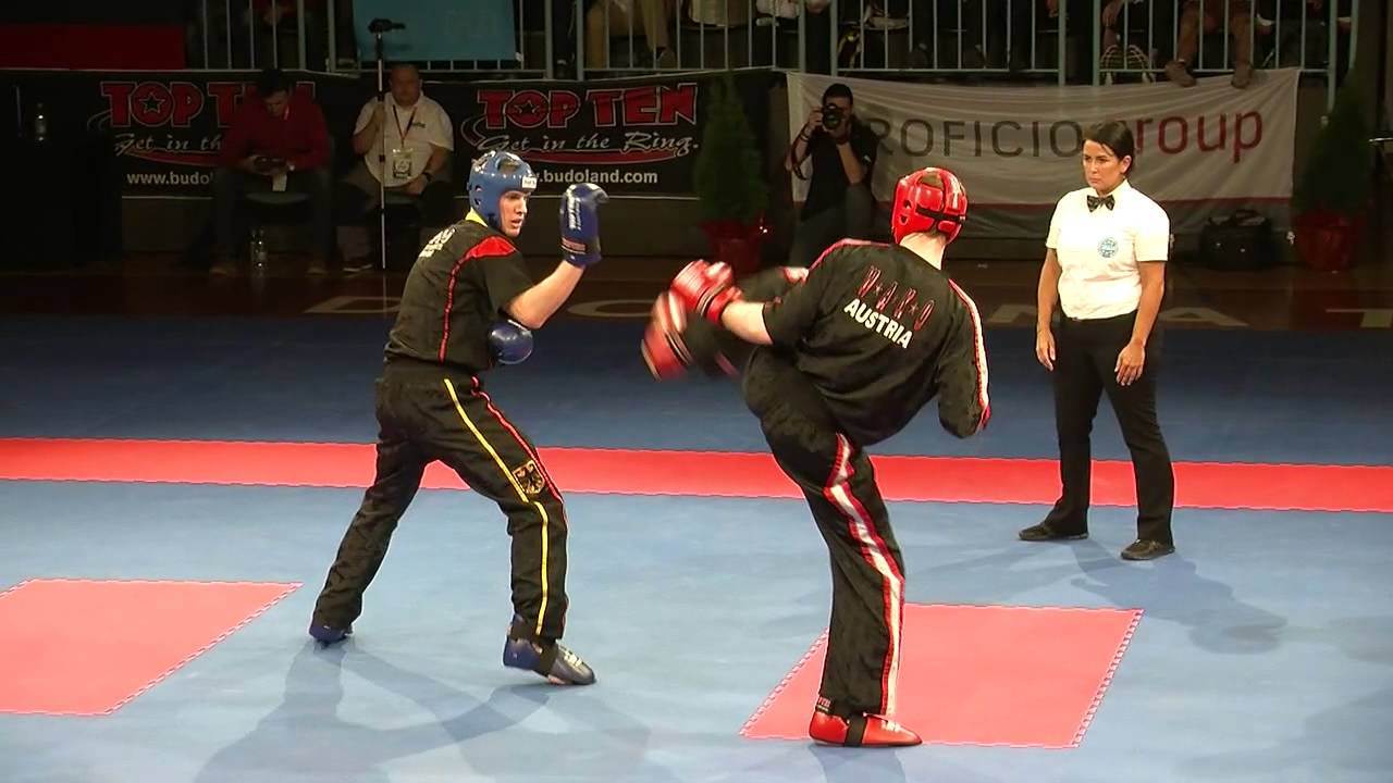 Roman Brundl AUT v Alexander Gleixner GER WAKO European Championships 2014 background