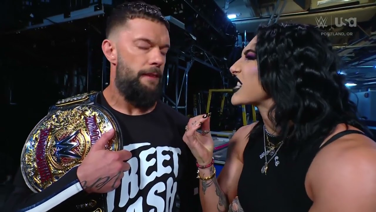 Jey Uso protects Rhea Ripley from Finn Bálor: Raw, Sep. 16, 2024 background