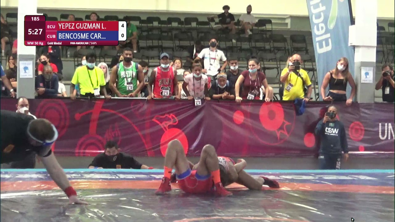 GOLD WW - 50 kg: L. YEPEZ GUZMAN (ECU) v. G. BENCOSME CAR (CUB) background