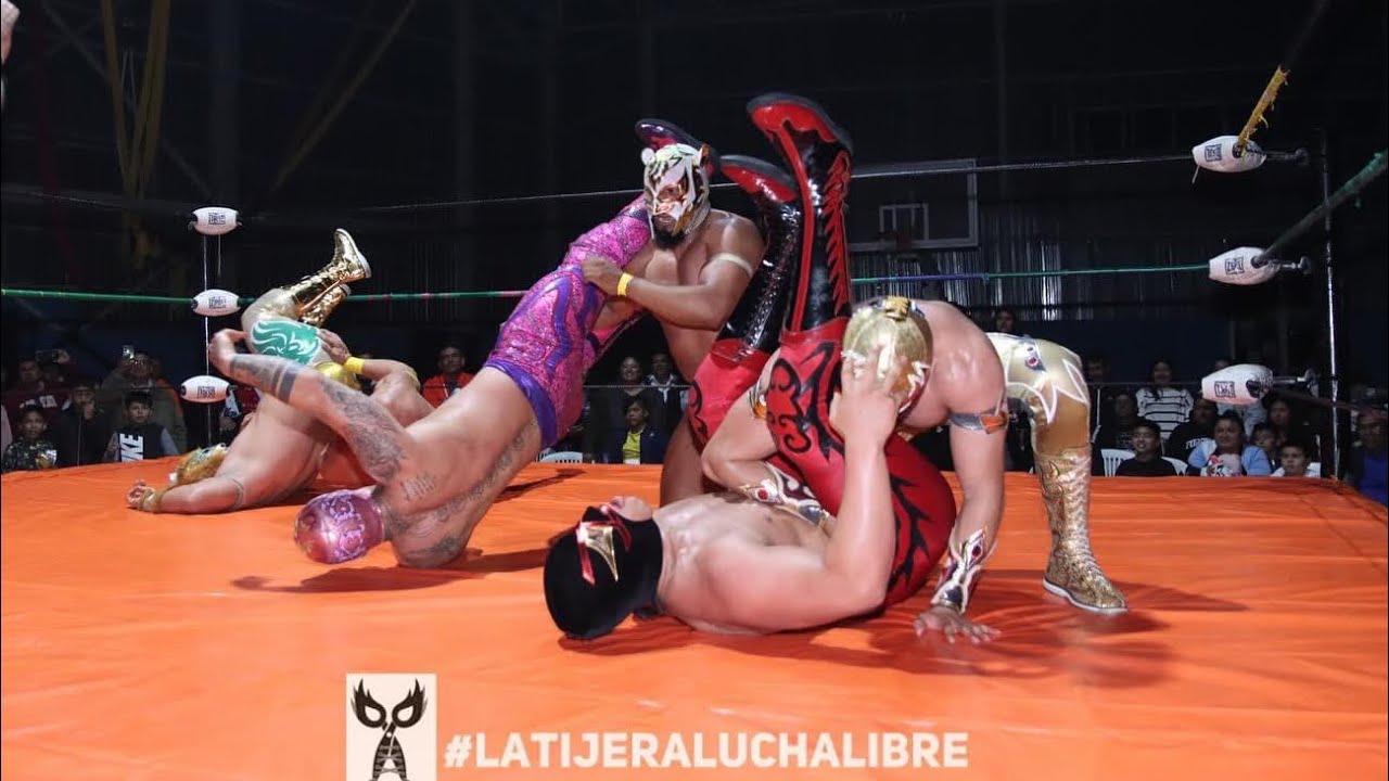 Hijo del Villano III, Villano III Jr y Rugido 🆚 Máscara Dorada, Diamond y Rey León con Max Proad background