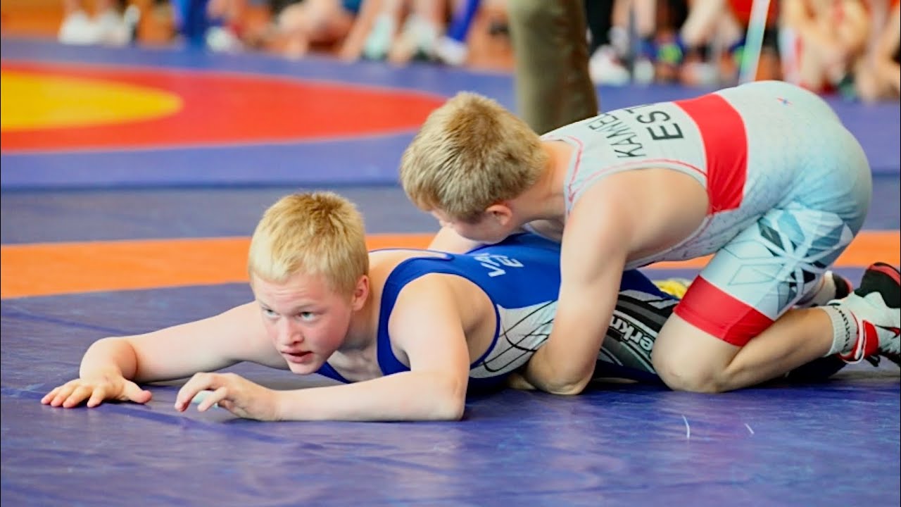 U17 M. Kannela (EST) vs K. Vaher (EST). Greco-roman 55kg youth wrestling Estonia.