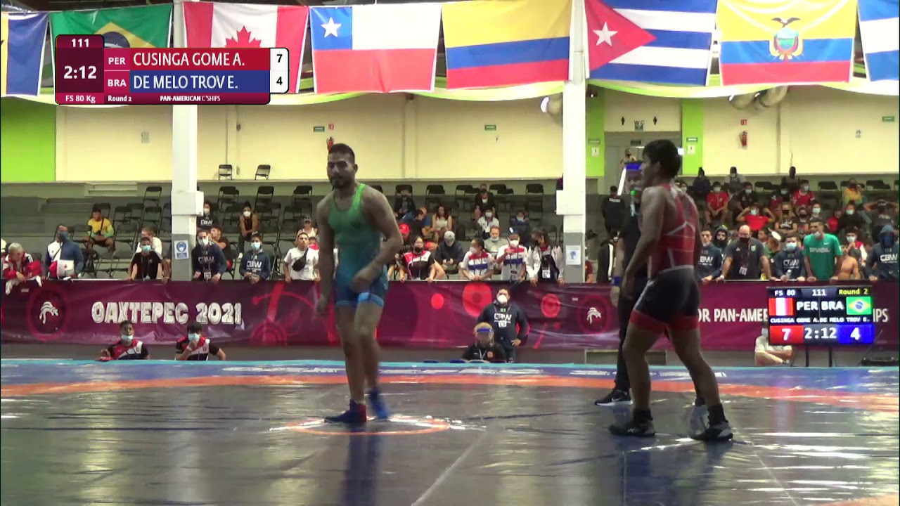 Round 2 FS - 80 kg: A. CUSINGA GOME (PER) v. E. DE MELO TROV (BRA) background