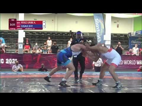 GOLD FS - 92 kg: A. PEREZ URIBE (MEX) v. P. CASALE JR (USA) background