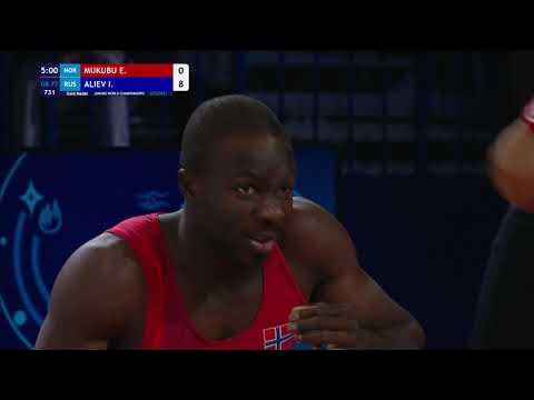 GOLD GR - 77 kg: E. MUKUBU (NOR) v. I. ALIEV (RUS) background