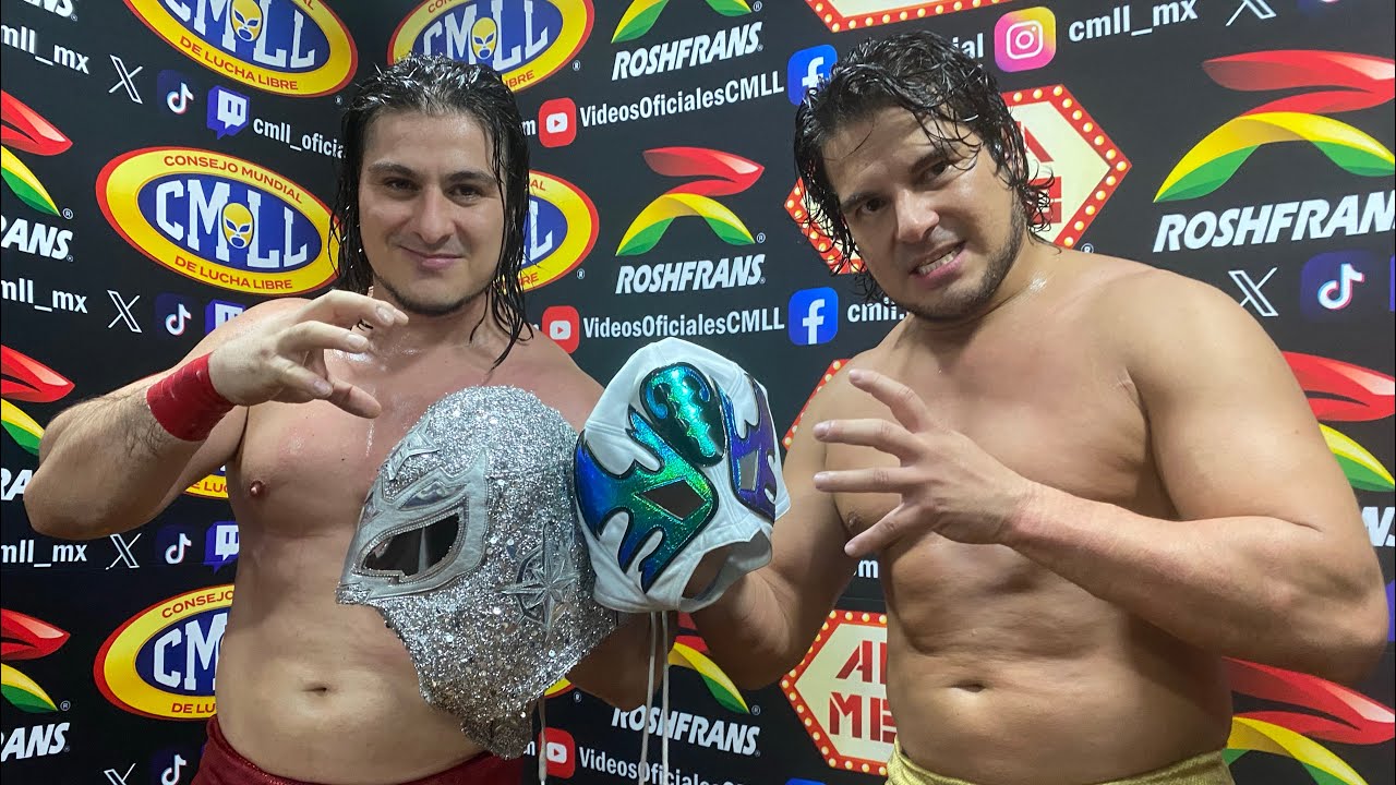 Ángel de Oro le quita la máscara a Atlantis Jr y Niebla Roja a Star Jr en la Arena México background