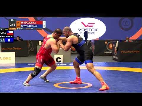 Qual. GR - 130 kg: A. MIRZAZADEH (IRI) v. Y. ACOSTA FERNA (CHI) background