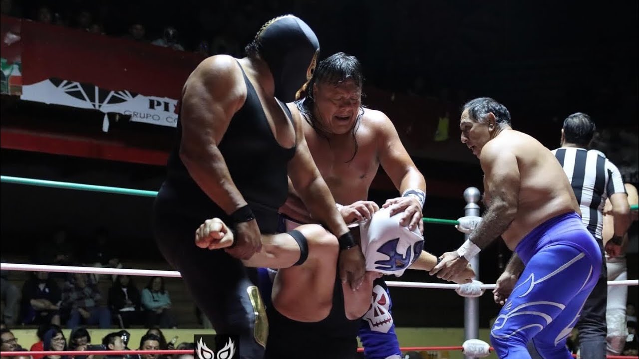 Lucha estelar de leyendas Canek, Atlantis y Felino Vs Último Guerrero, Blue Panther y Black Demon background