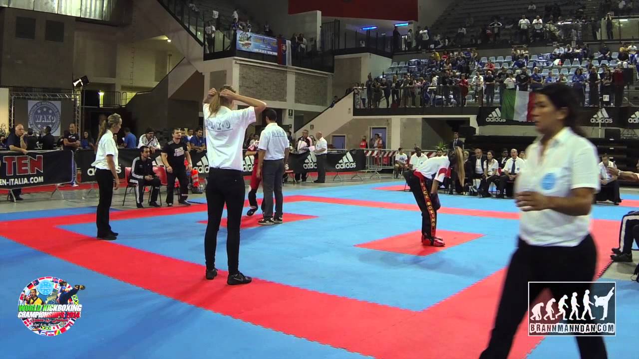 Iva Stoimenove BUL v Sara Pesut CRO Junior WAKO World Championships 2014 background