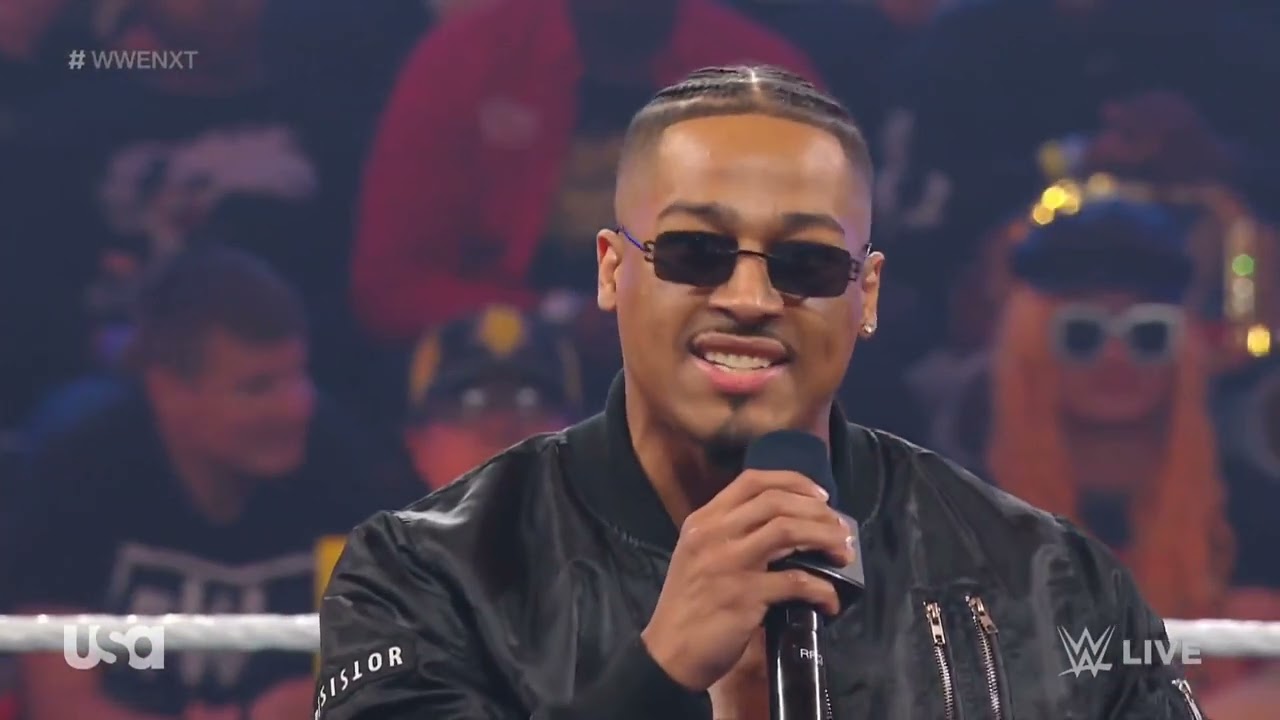 WWE NXT CARMELO HAYES ENTRANCE 02/07/23 backdrop