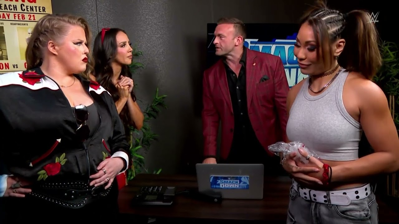 Chelsea Green confronts Michin: SmackDown, Sep. 6, 2024 background