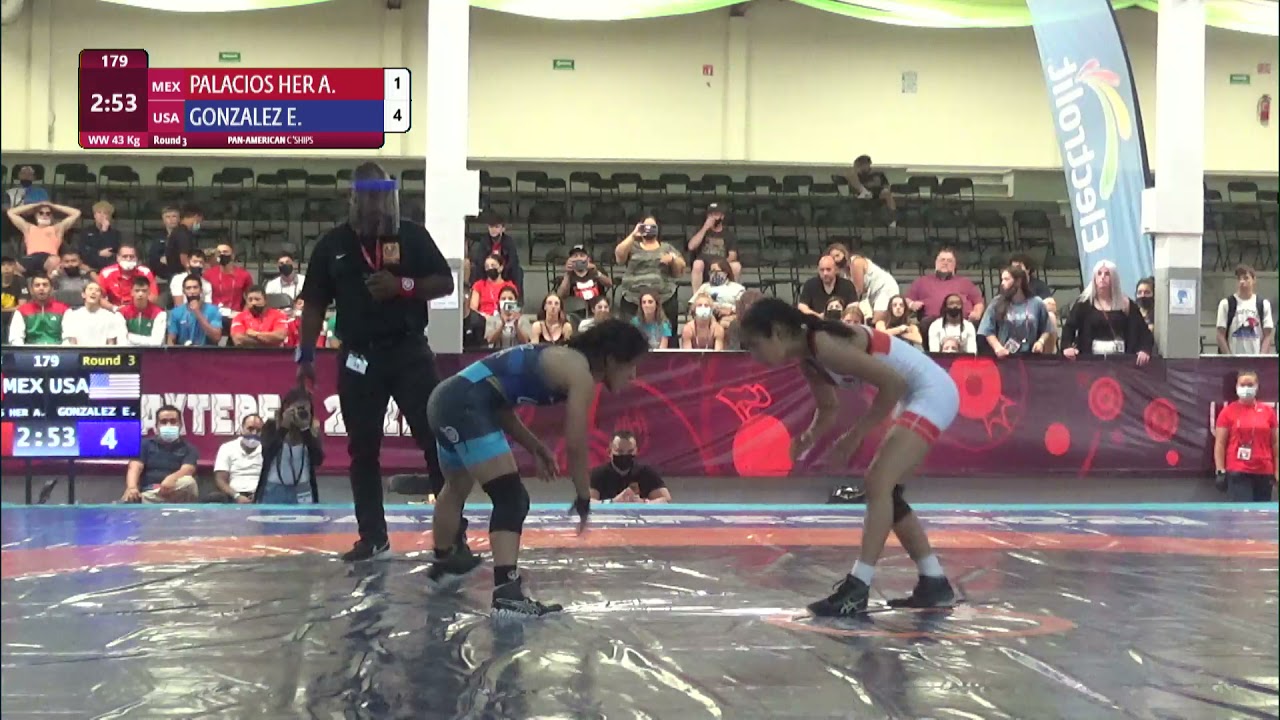 Round 3 WW - 43 kg: A. PALACIOS HER (MEX) v. E. GONZALEZ (USA) background