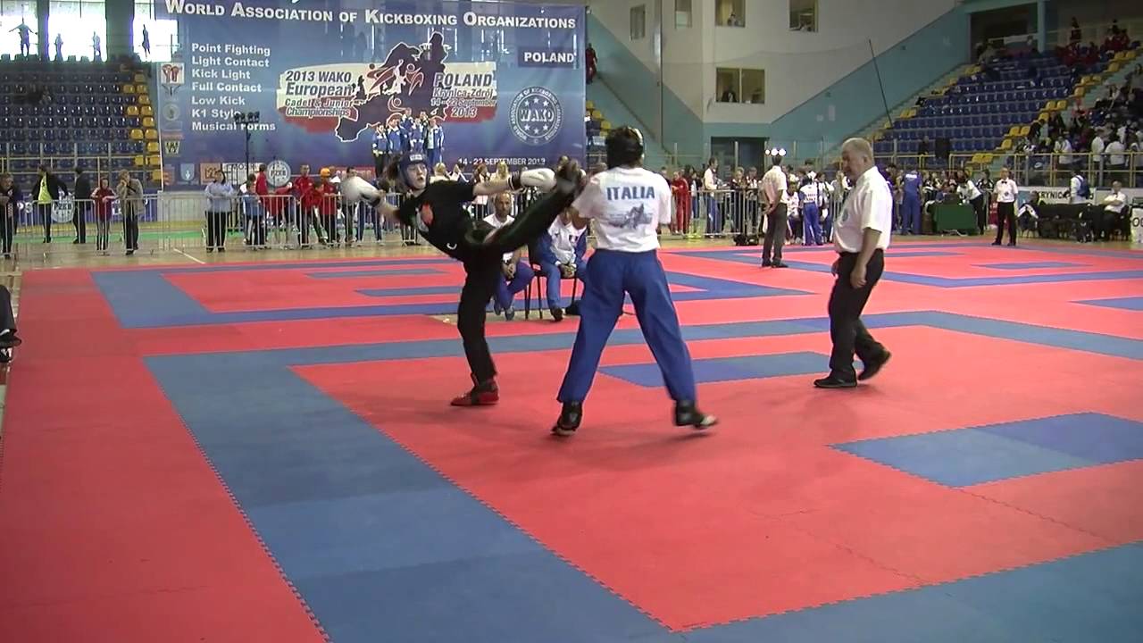 Nikole Marangoni v Aine Leonard WAKO Junior European Championships 2013 background