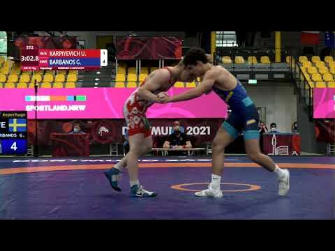 Repechage GR - 67 kg: U. KARPIYEVICH (BLR) v. G. BARBANOS (SWE) background