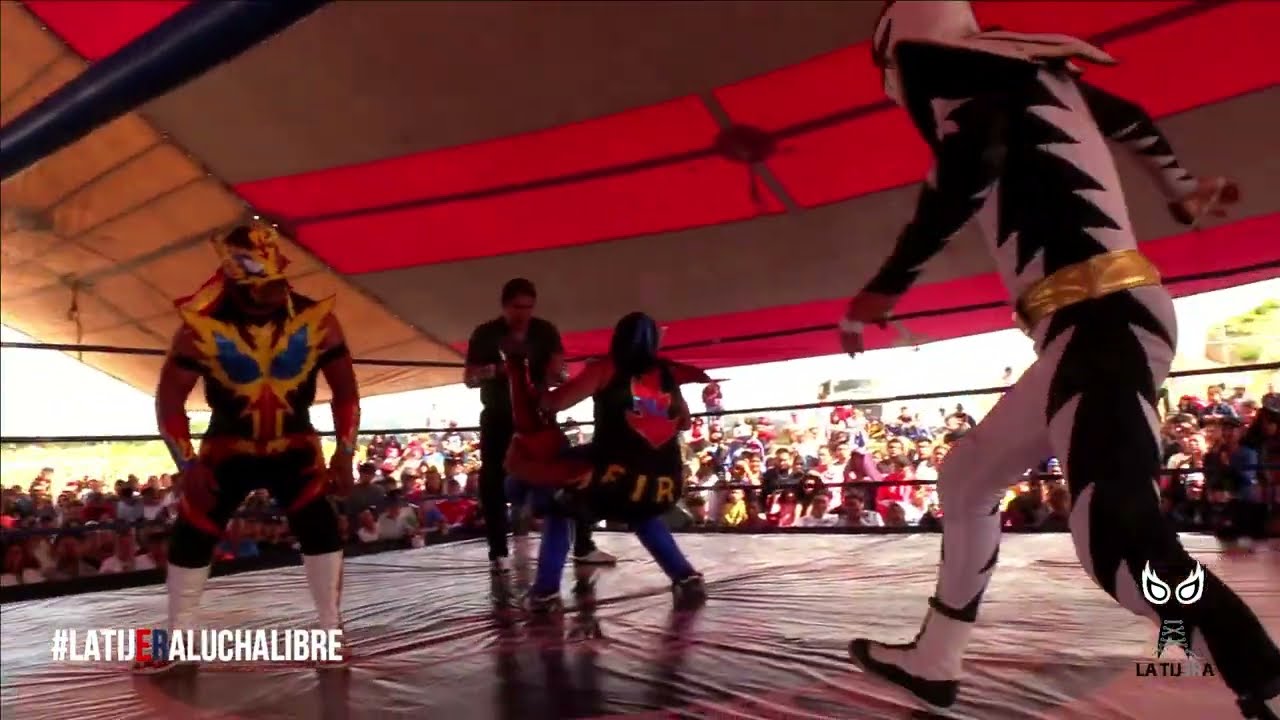Fire y Fire Jr Vs Mascarita Mágica y Wizard con Halcón Lucha Libre background