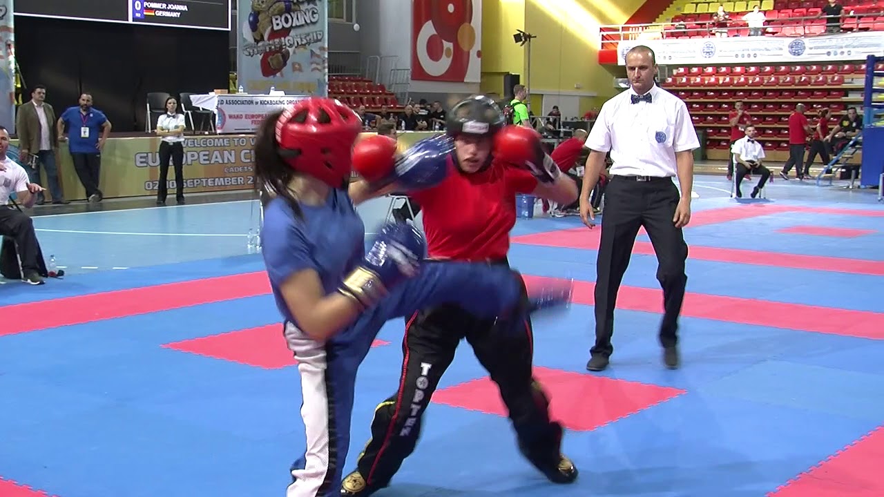 Joanna Pommer v Akrivi Galanomatti WAKO European Championships 2017 background
