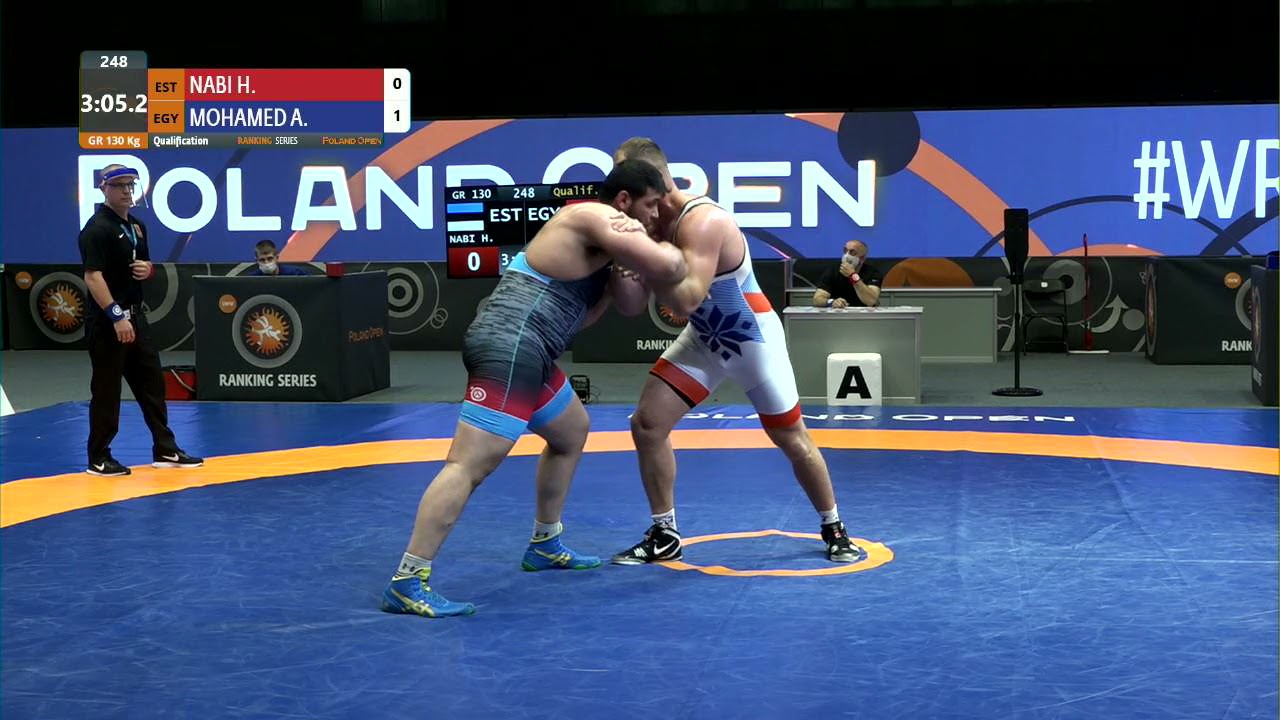 Qual. GR - 130 kg: H. NABI (EST) v. A. MOHAMED (EGY) background
