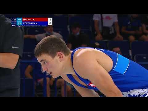 1/8 GR - 72 kg: K. HASANLI (AZE) v. M. PORTMANN (SUI) background