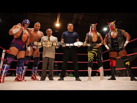 Hermanos Trauma Vs Sangre Texana por los campeonato de parejas de AULL en la Arena López Mateos background