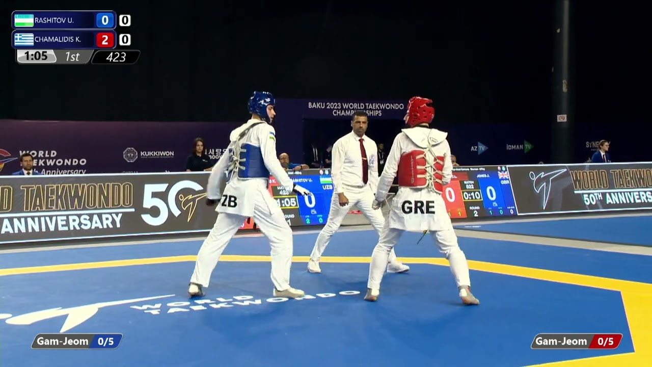 423 Quarter final Men 68kg UZB RASHITOV U GRE CHAMALIDIS K