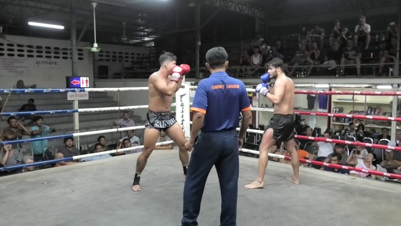 Jonny Sinbimuaythai from Brazil fights at Suwit Boxing Stadium, 11th January 2019 backdrop