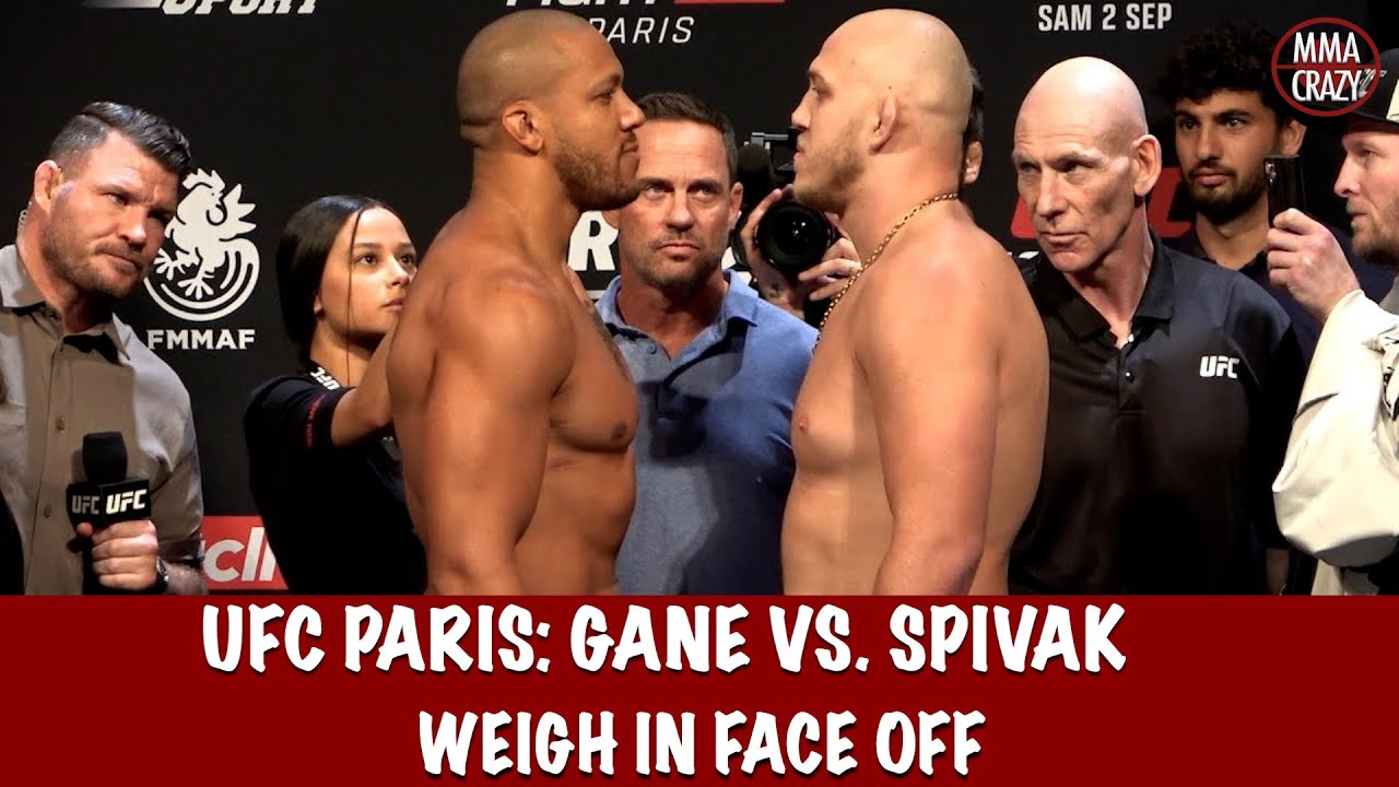 UFC Fight Night Paris: Ciryl Gane vs. Serghei Spivak weigh in Face Off background