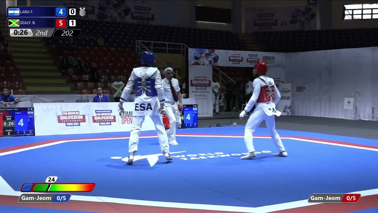 202 Round of 16 M 80kg ESA LARA F JAM SEALY B background